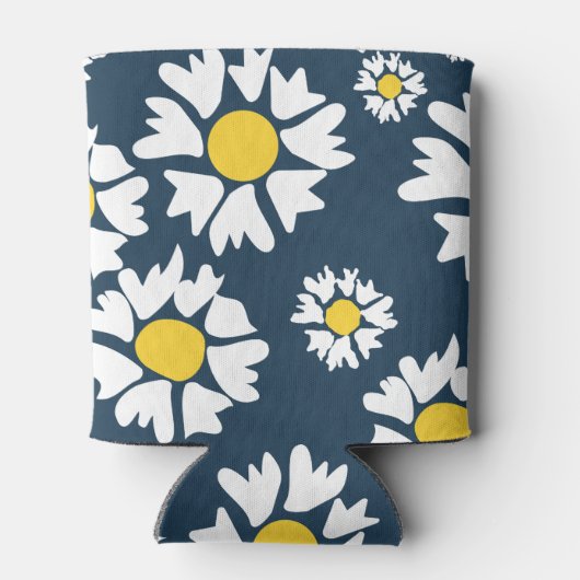 Daisy Pattern, Blumenmuster, weiße Daisien Dosenkühler (Rückseite)