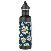 Daisy Pattern, Blumenmuster, weiße Daisien Edelstahlflasche (Links)