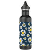 Daisy Pattern, Blumenmuster, weiße Daisien Edelstahlflasche (Rechts)