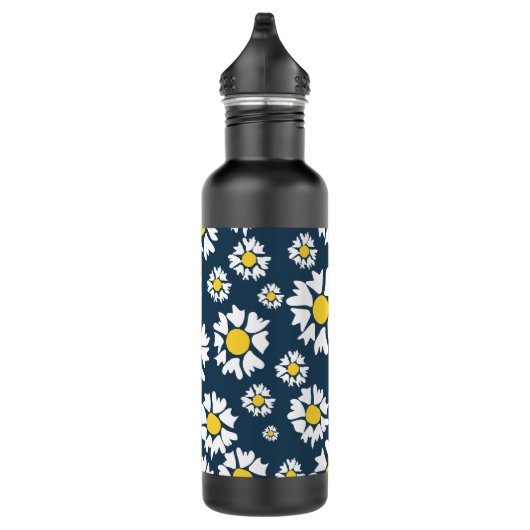Daisy Pattern, Blumenmuster, weiße Daisien Edelstahlflasche (Rechts)