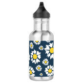 Daisy Pattern, Blumenmuster, weiße Daisien Edelstahlflasche (Rechts)