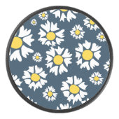 Daisy Pattern, Blumenmuster, weiße Daisien Eishockey Puck (Vorderseite)