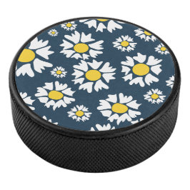 Daisy Pattern, Blumenmuster, weiße Daisien Eishockey Puck