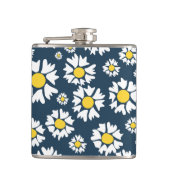 Daisy Pattern, Blumenmuster, weiße Daisien Flachmann (Vorderseite)