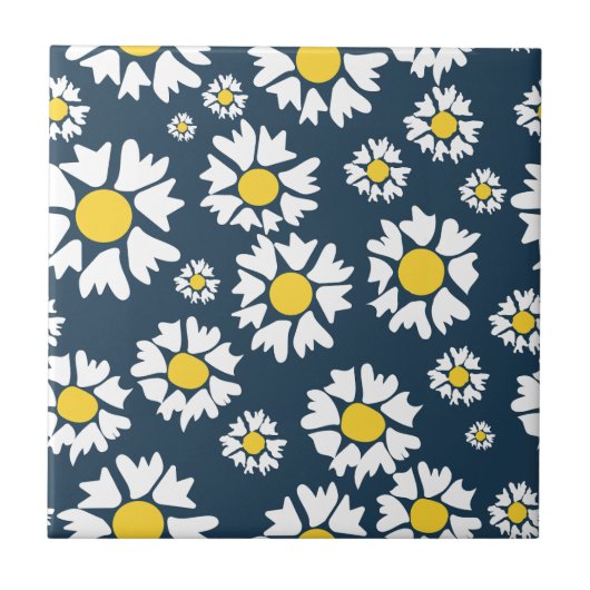 Daisy Pattern, Blumenmuster, weiße Daisien Fliese (Vorderseite)
