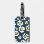 Daisy Pattern, Blumenmuster, weiße Daisien Gepäckanhänger (Rückseite vertikal)