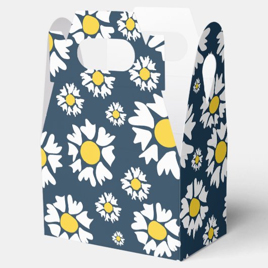 Daisy Pattern, Blumenmuster, weiße Daisien Geschenkschachtel (Geöffnet)