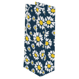 Daisy Pattern, Blumenmuster, weiße Daisien Geschenktüte Für Weinflaschen
