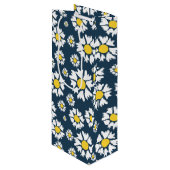 Daisy Pattern, Blumenmuster, weiße Daisien Geschenktüte Für Weinflaschen (Vorderseite Schrägansicht)