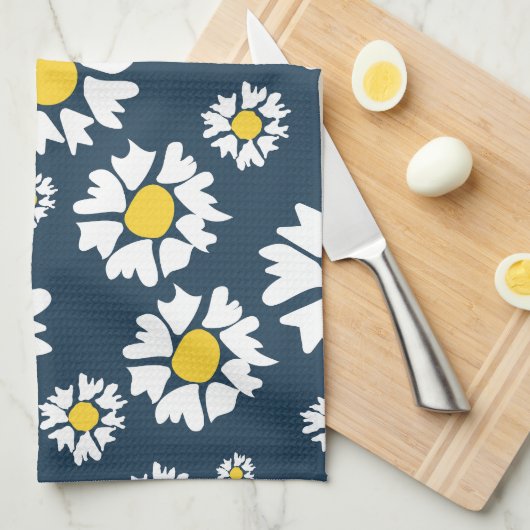 Daisy Pattern, Blumenmuster, weiße Daisien Geschirrtuch (Viertel Falte)