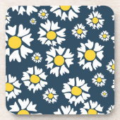 Daisy Pattern, Blumenmuster, weiße Daisien Getränkeuntersetzer (Vorderseite)