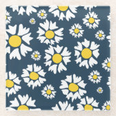 Daisy Pattern, Blumenmuster, weiße Daisien Glasuntersetzer (Vorderseite)