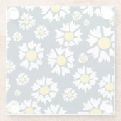 Daisy Pattern, Blumenmuster, weiße Daisien Glasuntersetzer (Rückseite)