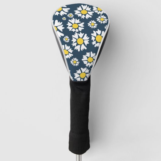 Daisy Pattern, Blumenmuster, weiße Daisien Golf Headcover (Vorderseite)