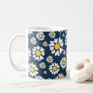 Daisy Pattern, Blumenmuster, weiße Daisien Kaffeetasse