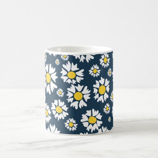 Daisy Pattern, Blumenmuster, weiße Daisien Kaffeetasse (Mittel)