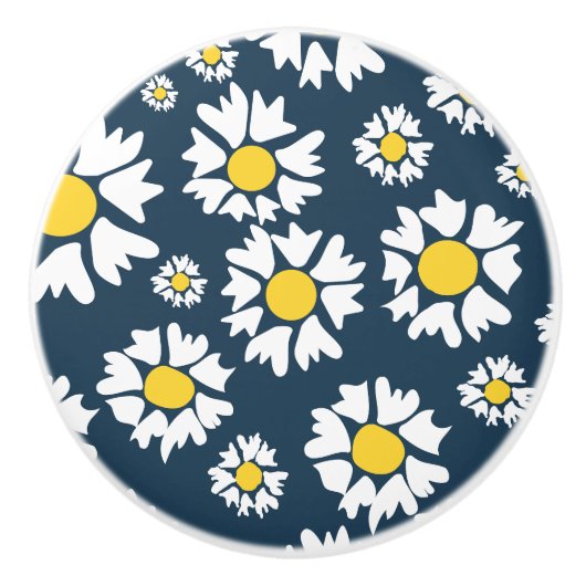 Daisy Pattern, Blumenmuster, weiße Daisien Keramikknauf (Vorderseite)