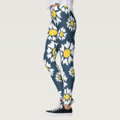 Daisy Pattern, Blumenmuster, weiße Daisien Leggings (Links)