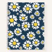 Daisy Pattern, Blumenmuster, weiße Daisien Notizblock (Vorderseite)