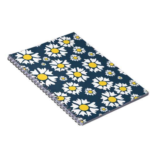 Daisy Pattern, Blumenmuster, weiße Daisien Notizblock (Rechte Seite)