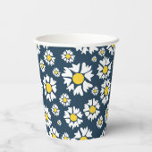 Daisy Pattern, Blumenmuster, weiße Daisien Pappbecher (Rückseite)