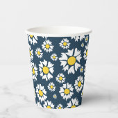Daisy Pattern, Blumenmuster, weiße Daisien Pappbecher (Vorderseite)