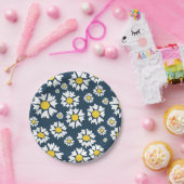 Daisy Pattern, Blumenmuster, weiße Daisien Pappteller (Party)