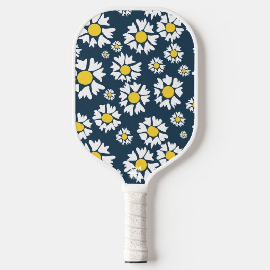 Daisy Pattern, Blumenmuster, weiße Daisien Pickleball Schläger (Vorderseite)