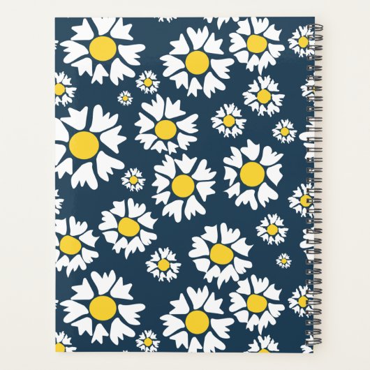 Daisy Pattern, Blumenmuster, weiße Daisien Planer (Rückseite)
