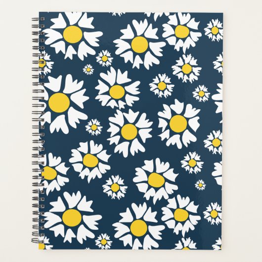 Daisy Pattern, Blumenmuster, weiße Daisien Planer (Vorderseite)