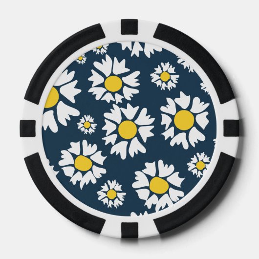 Daisy Pattern, Blumenmuster, weiße Daisien Pokerchips (Vorderseite)