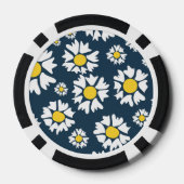 Daisy Pattern, Blumenmuster, weiße Daisien Pokerchips (Rückseite)