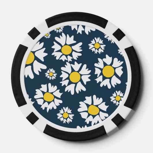 Daisy Pattern, Blumenmuster, weiße Daisien Pokerchips (Rückseite)