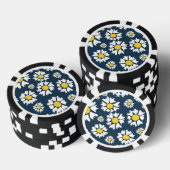 Daisy Pattern, Blumenmuster, weiße Daisien Pokerchips (Stapel)
