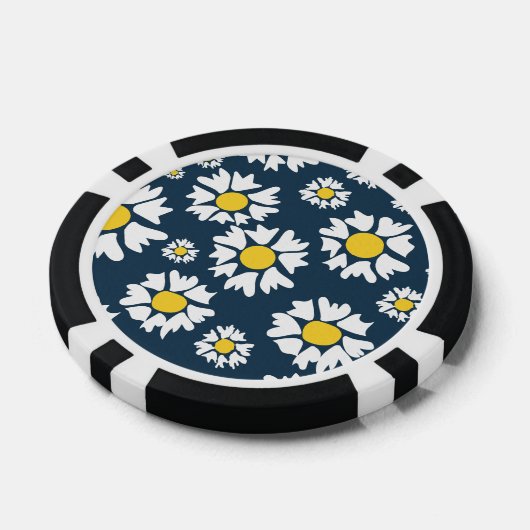 Daisy Pattern, Blumenmuster, weiße Daisien Pokerchips (Einzeln)