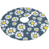 Daisy Pattern, Blumenmuster, weiße Daisien Polyester Weihnachtsbaumdecke (Schrägansicht)