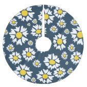 Daisy Pattern, Blumenmuster, weiße Daisien Polyester Weihnachtsbaumdecke (Vorderseite)