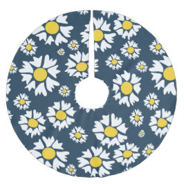 Daisy Pattern, Blumenmuster, weiße Daisien Polyester Weihnachtsbaumdecke
