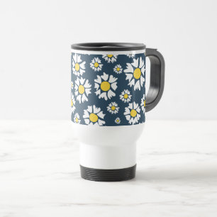Daisy Pattern, Blumenmuster, weiße Daisien Reisebecher