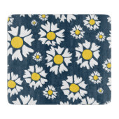 Daisy Pattern, Blumenmuster, weiße Daisien Schneidebrett (Vorderseite)