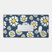 Daisy Pattern, Blumenmuster, weiße Daisien Schreibtischunterlage (Tastatur & Maus)