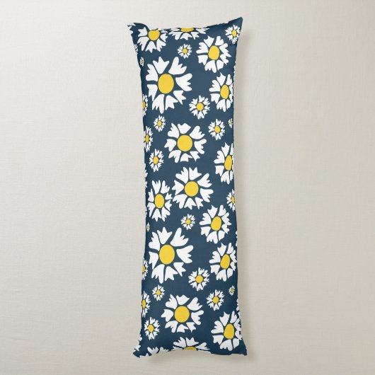 Daisy Pattern, Blumenmuster, weiße Daisien Seitenschläferkissen (Rückseite (Vertikal))