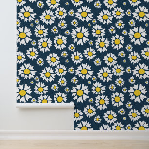 Daisy Pattern, Blumenmuster, weiße Daisien Tapete