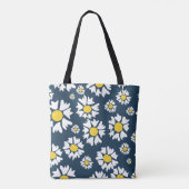 Daisy Pattern, Blumenmuster, weiße Daisien Tasche (Rückseite)