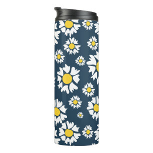 Daisy Pattern, Blumenmuster, weiße Daisien Thermosbecher