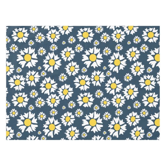 Daisy Pattern, Blumenmuster, weiße Daisien Tischdecke (Vorderseite (Horizontal))