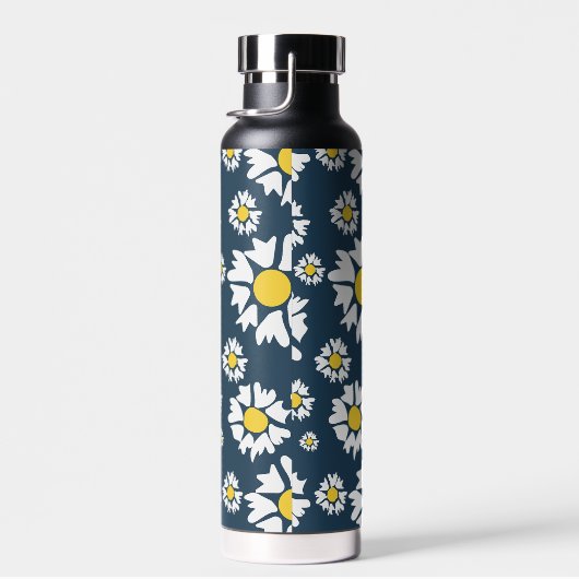 Daisy Pattern, Blumenmuster, weiße Daisien Trinkflasche (Rechts)