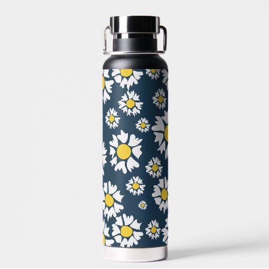 Daisy Pattern, Blumenmuster, weiße Daisien Trinkflasche (Rückseite)