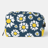 Daisy Pattern, Blumenmuster, weiße Daisien Waschbeutel (Rückseite)