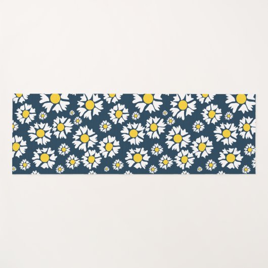 Daisy Pattern, Blumenmuster, weiße Daisien Yogamatte (Vorderseite (Horizontal))